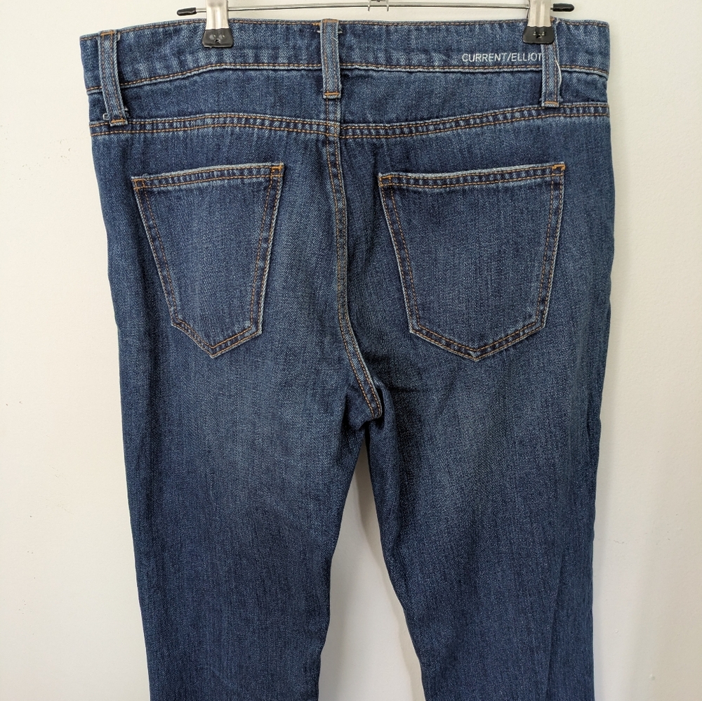 Current/Elliot The Fan Kick Flare Frayed Jeans in Brush - Picture 6 of 6